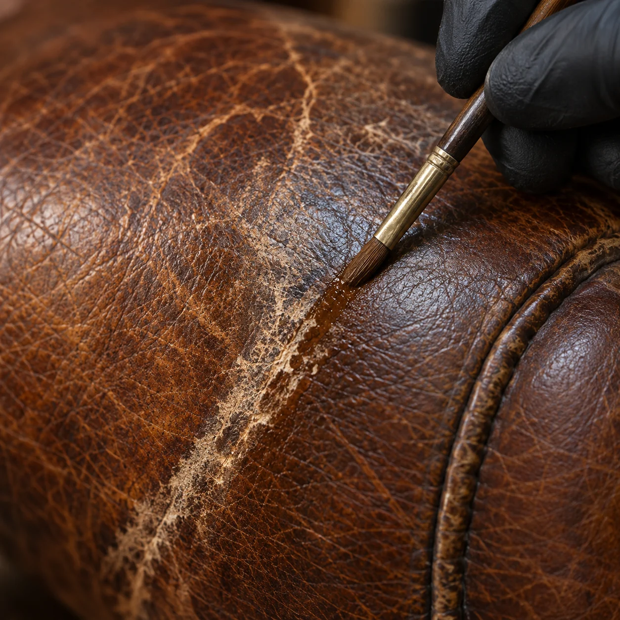 Flexible filler drawn along a network of cracks