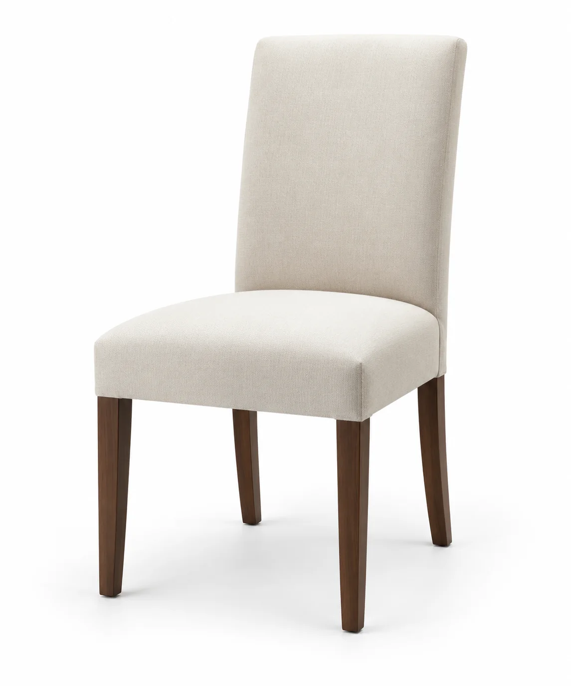Fully upholstered ivory dining chair with the cover built onto the frame