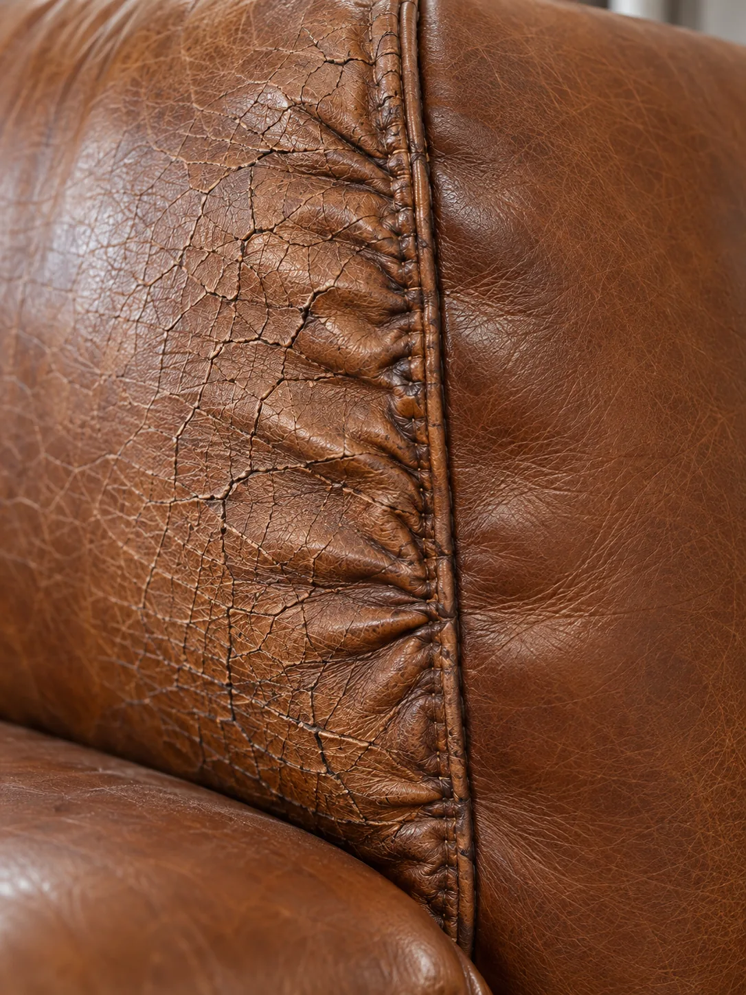 Heat damage drying and cracking a leather surface