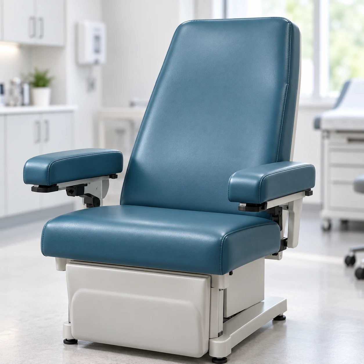 High-back treatment chair after reupholstery