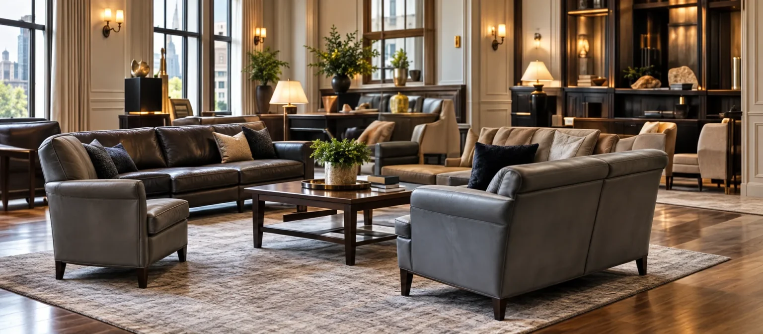 Furniture repair for architects Chicago: leather seating in a historic residence living room