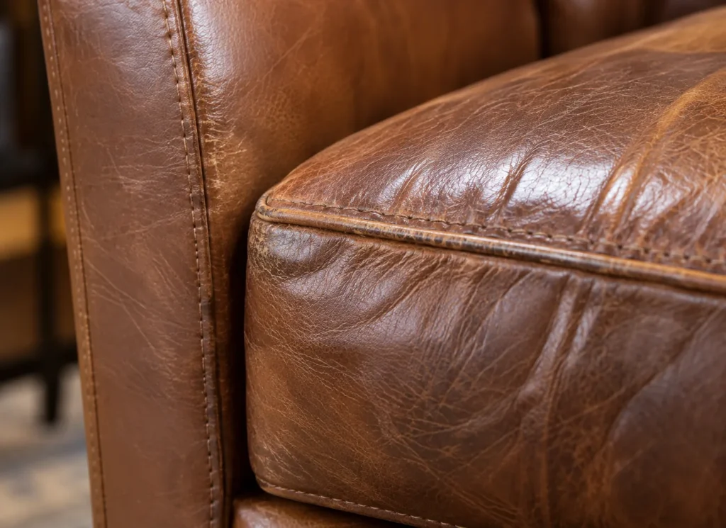 Wear on the top of a leather armrest