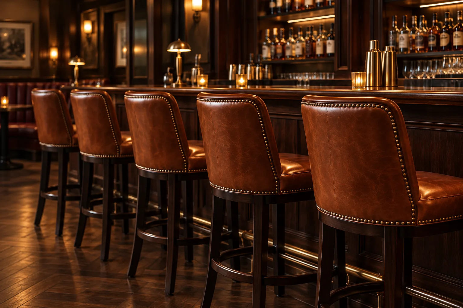 Bar stools with nailhead trim
