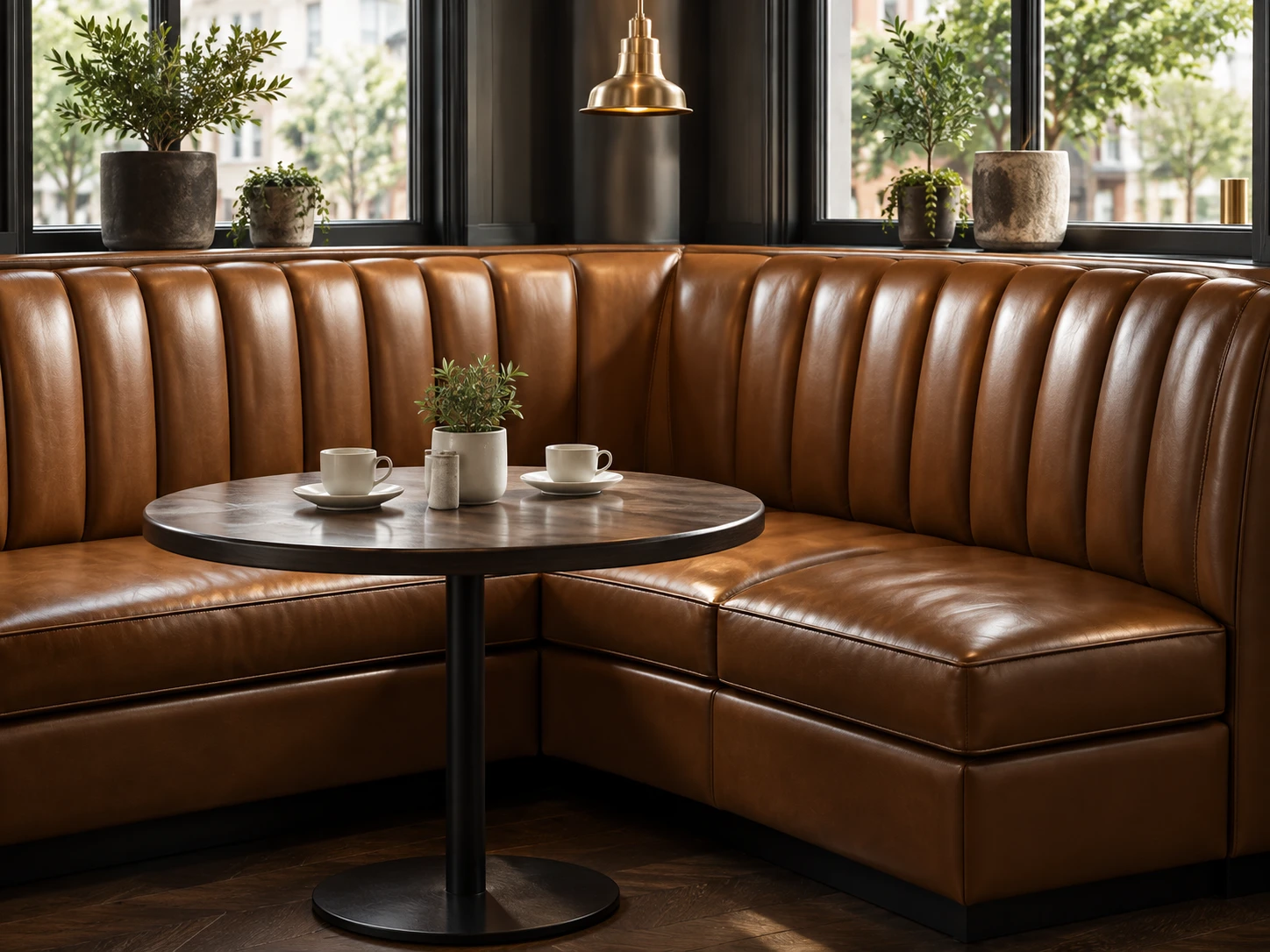 Leather restaurant booth