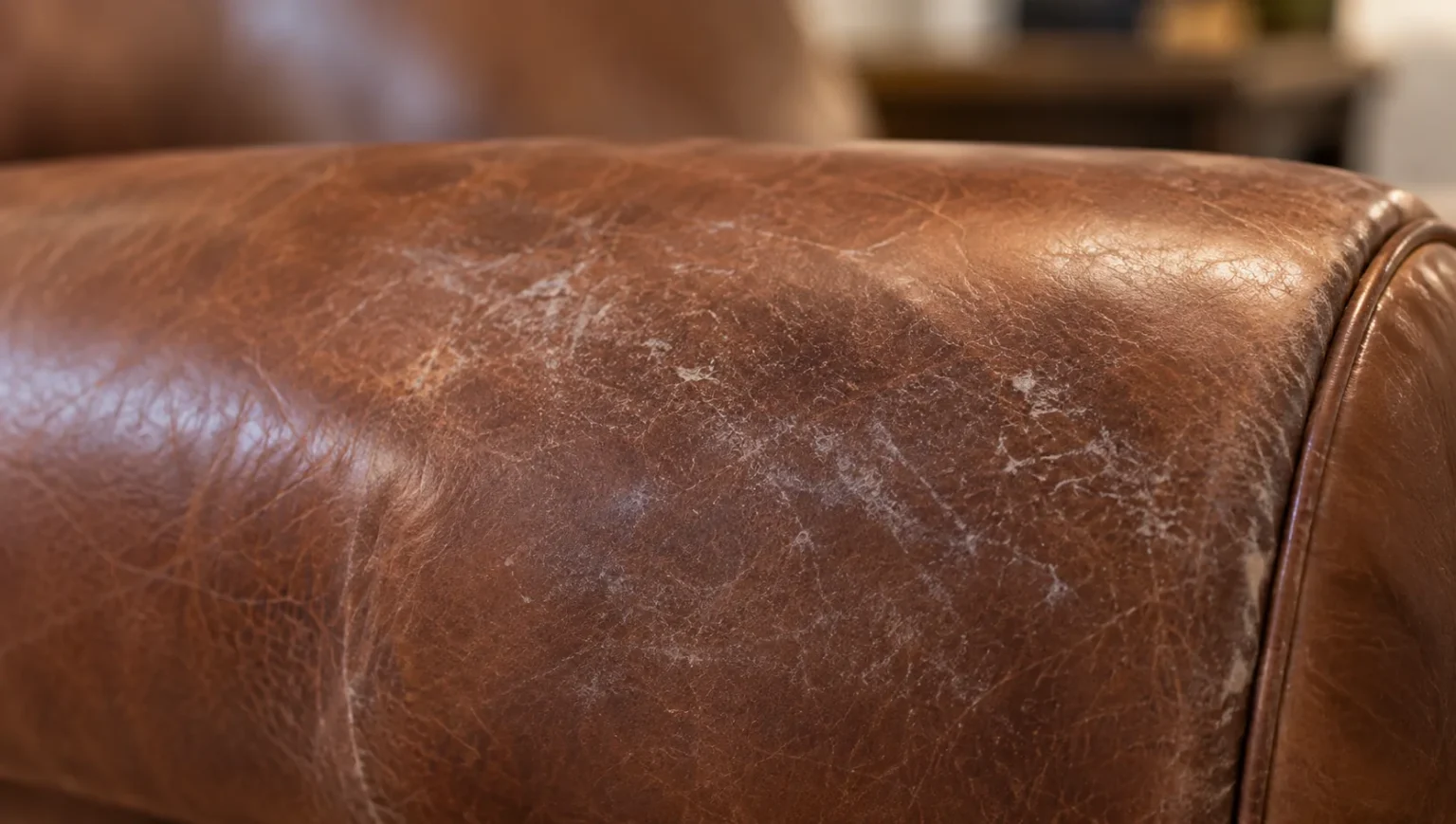 Light scratches across the center of a leather seat