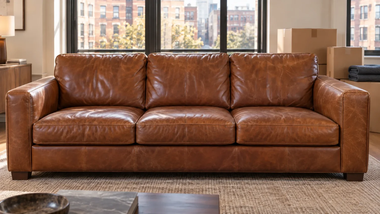 The same sofa after the arm was repaired