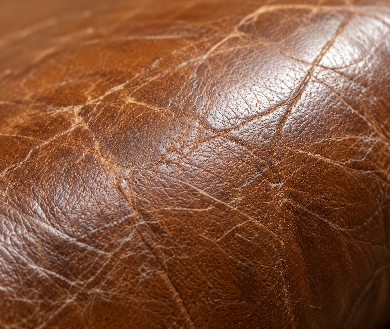 Scuffed and scratched brown leather