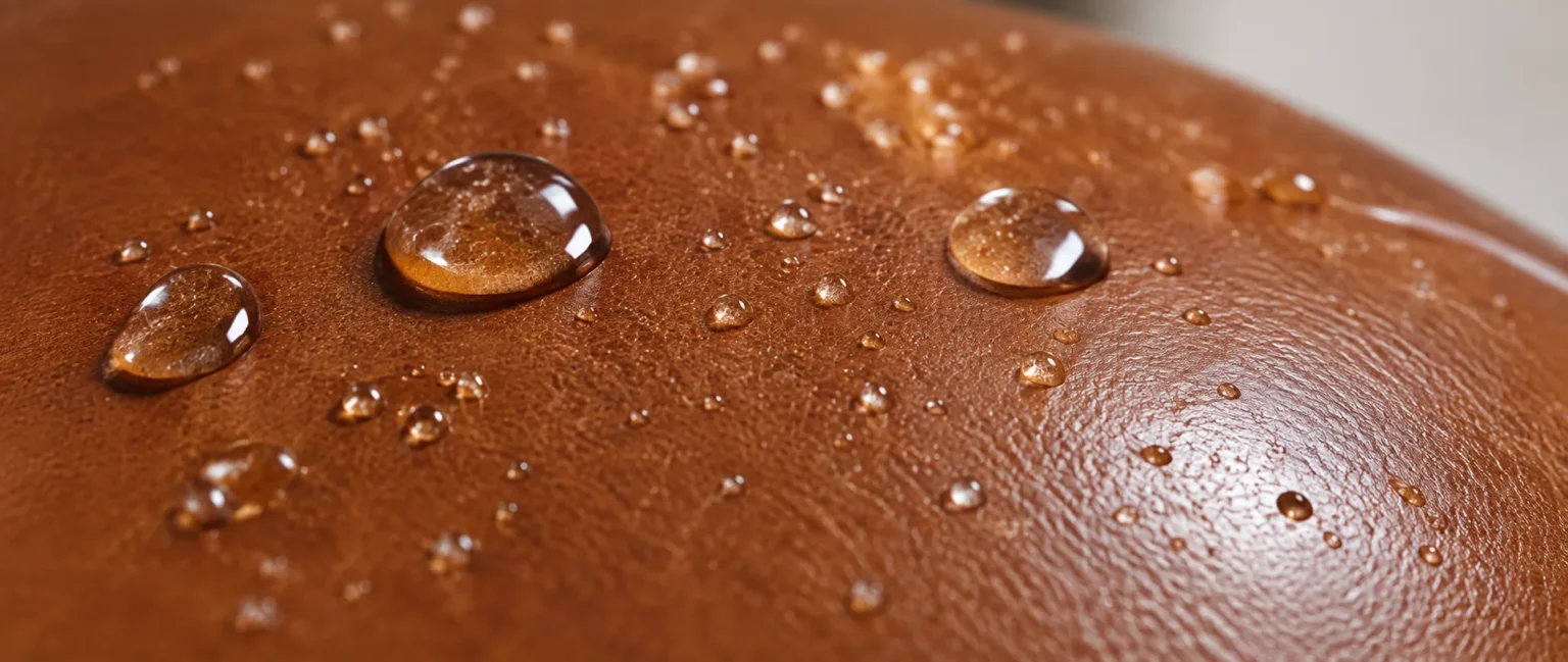 Water beading on protected leather