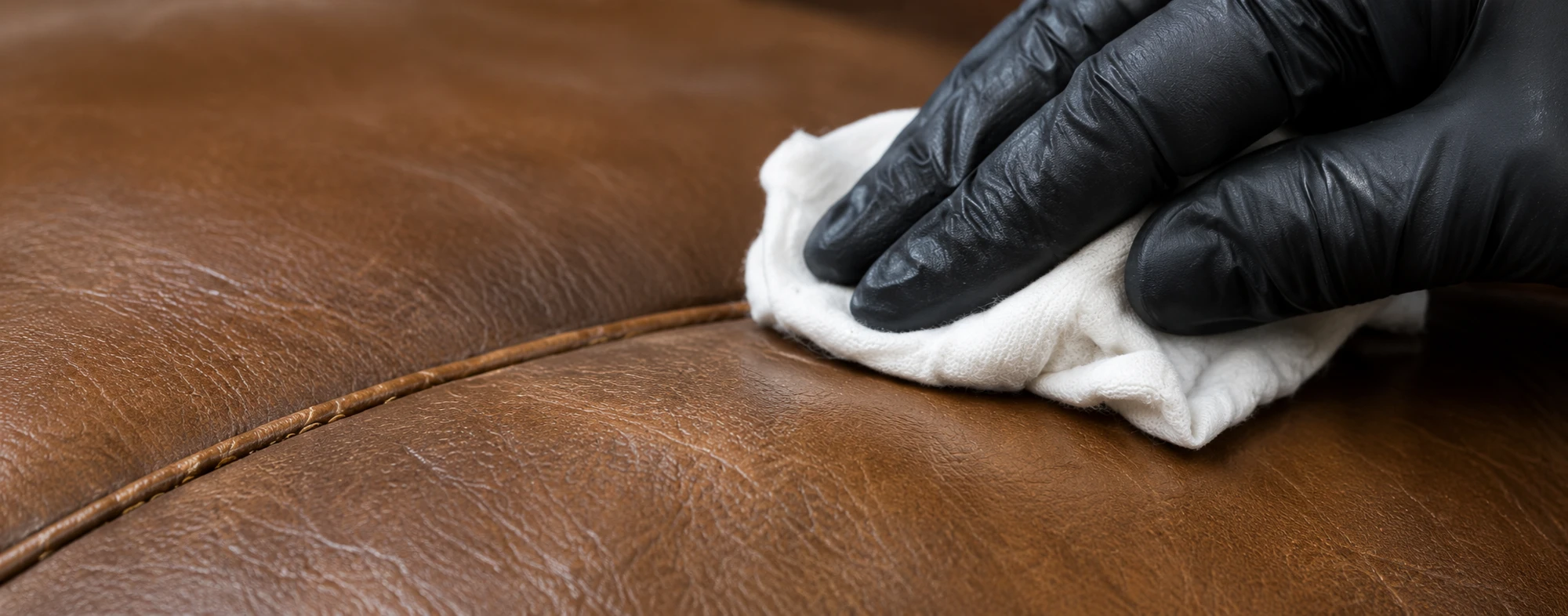 Colour and finish being restored on brown leather