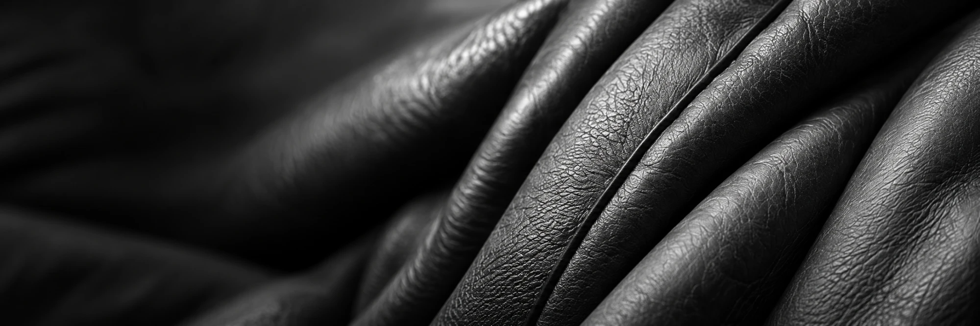 Black leather pleats on a Ligne Roset piece