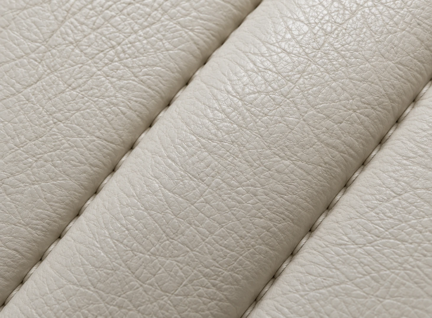 Cream leather with stitched pleat channels