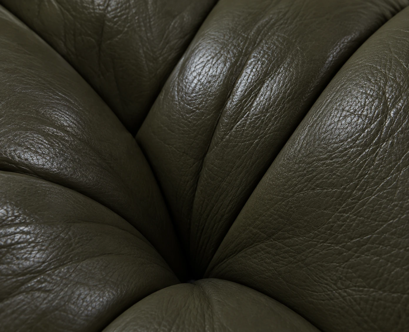 Olive green leather pleats