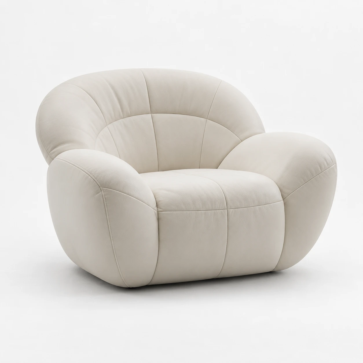 Cream Ploum leather chair by Ligne Roset