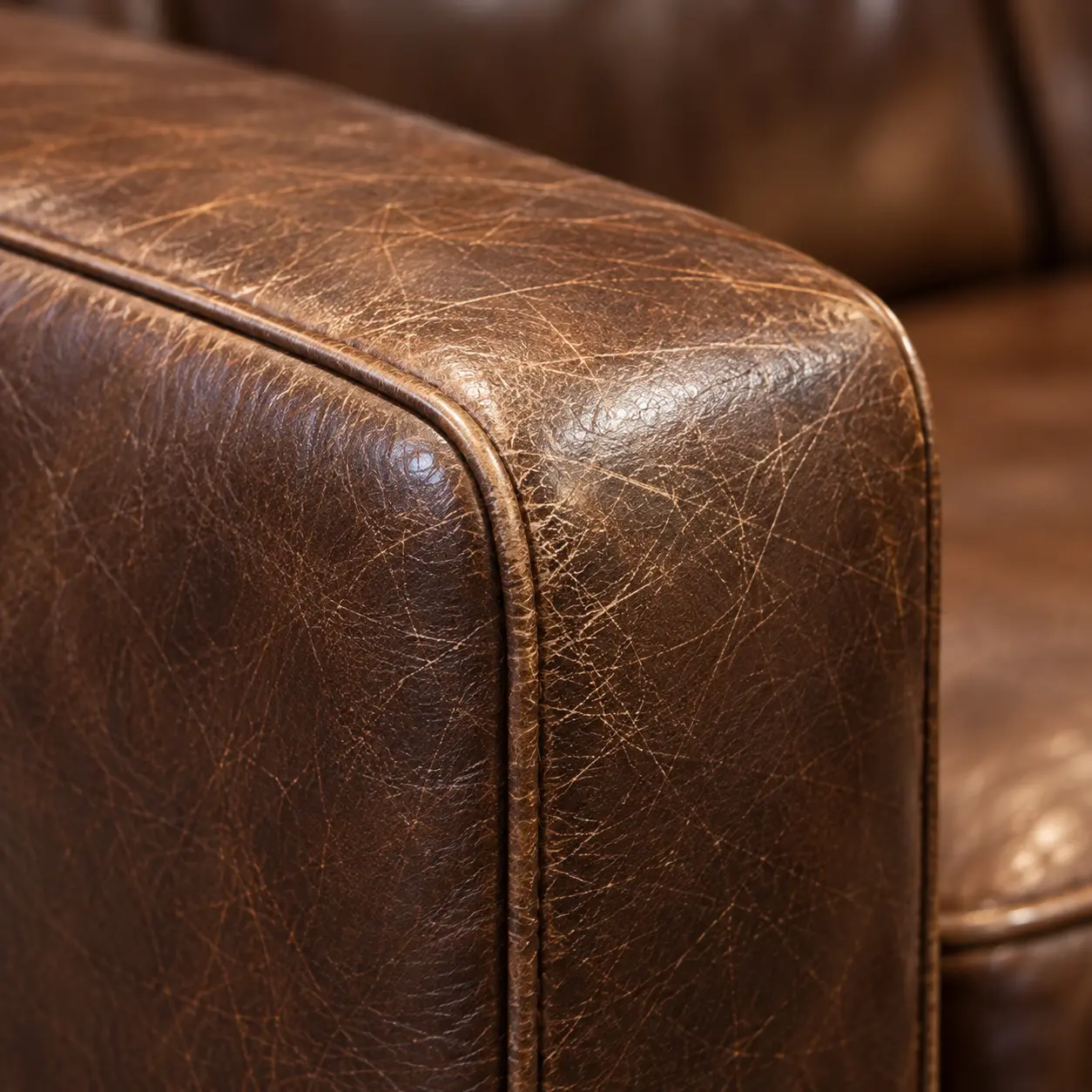 Scuffing along the base of a lobby sofa