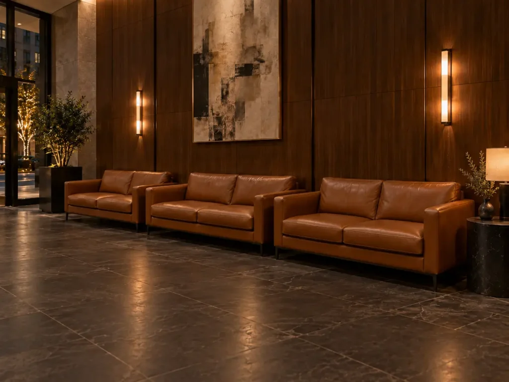 The same sofas after refurbishment