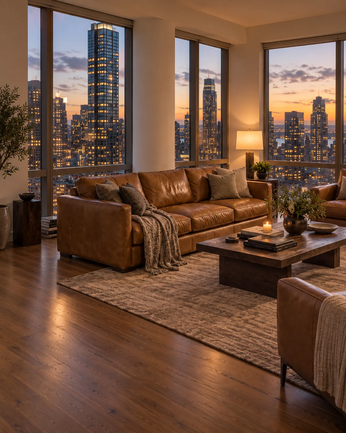 Lounge seating in an apartment building common area
