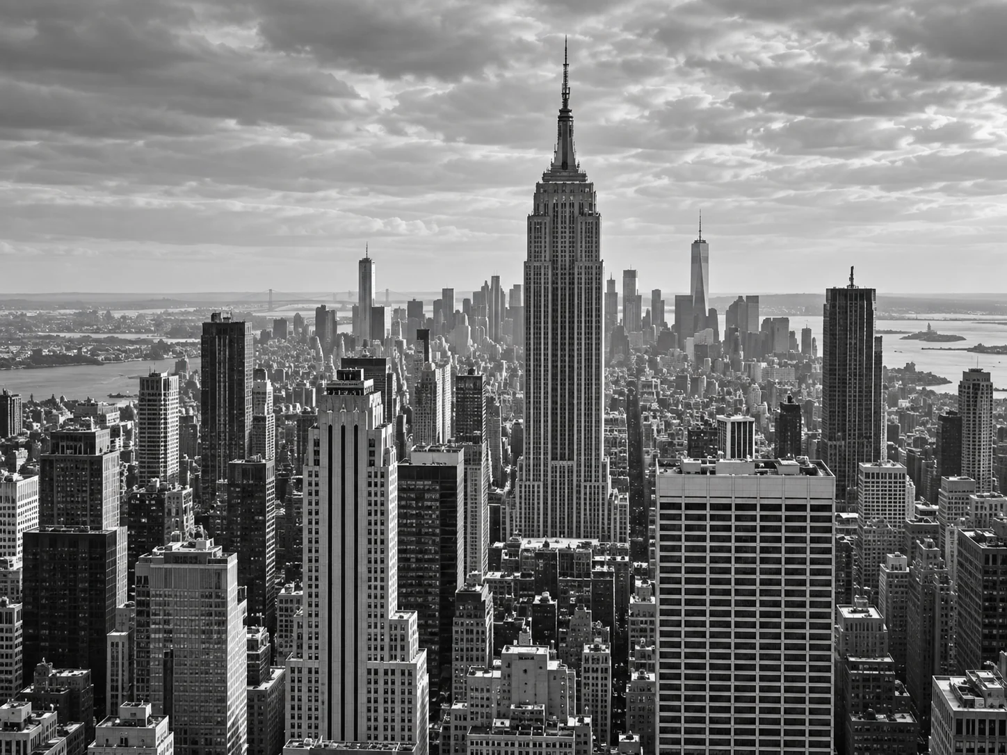 Manhattan skyline above midtown, the New York leather repair service area