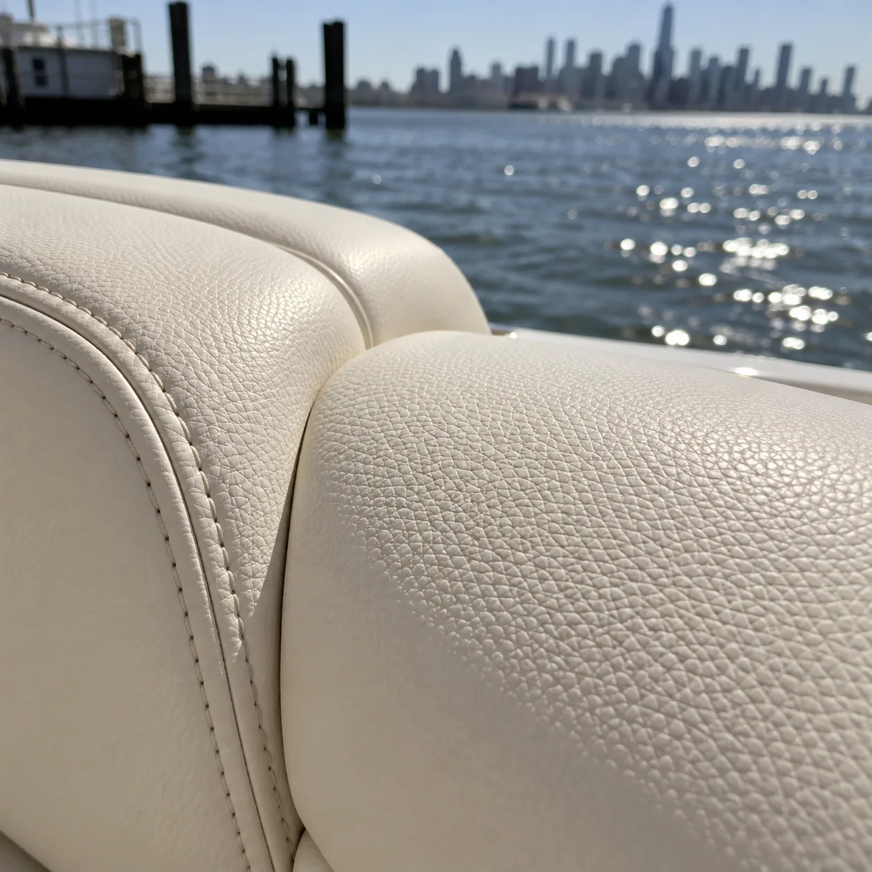 Macro of cream marine vinyl grain