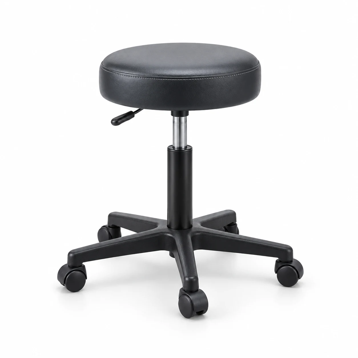 Round medical examination stool with a vinyl seat