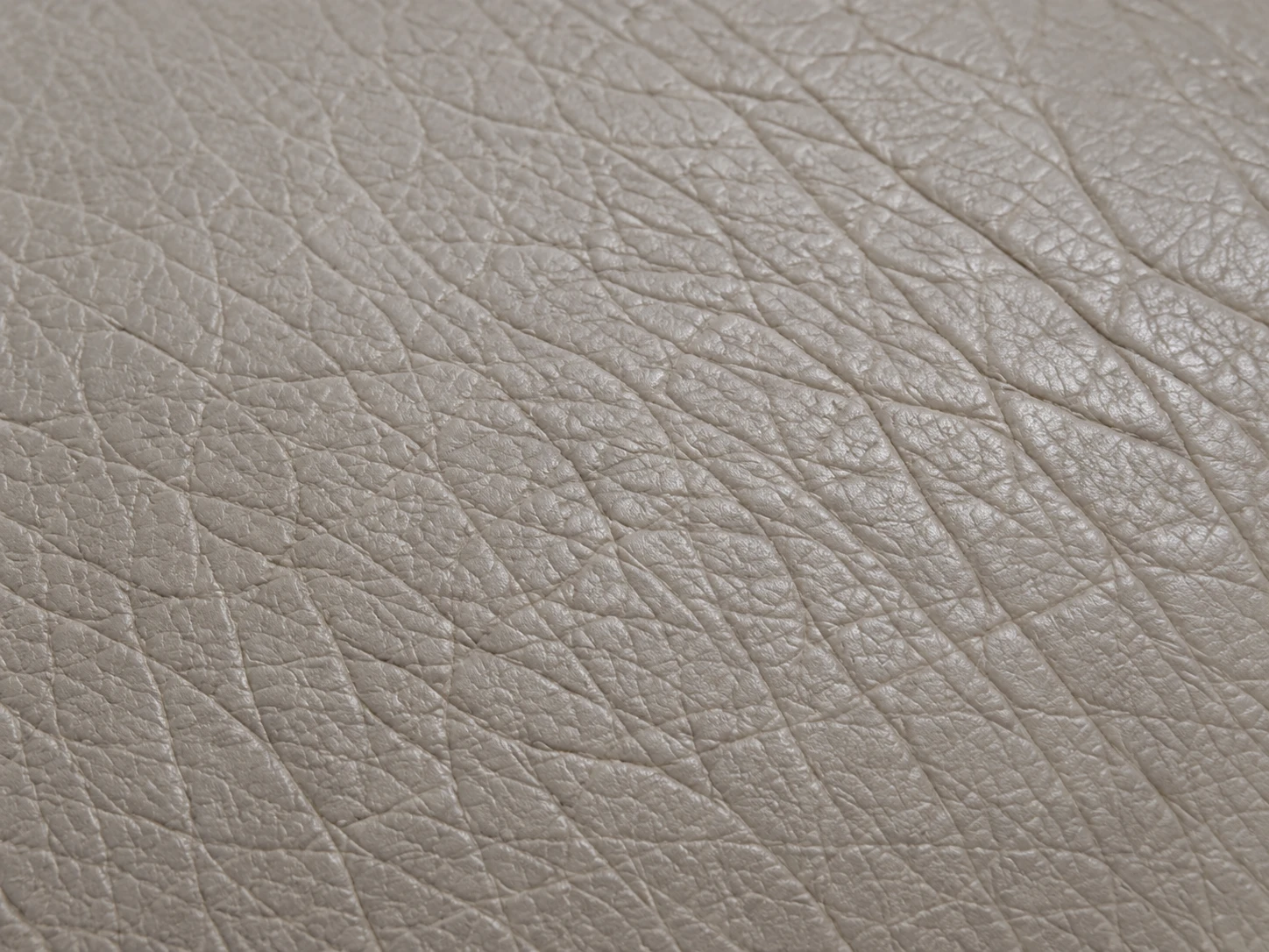 Greige pebbled leather photographed close to show the pigment layer
