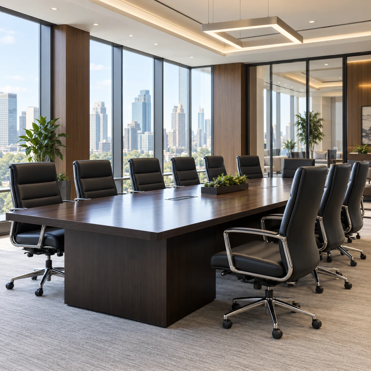 Office chairs around a boardroom table