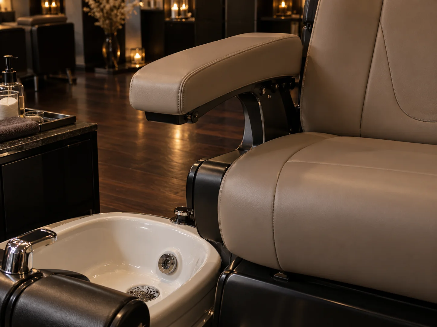 The arm pad of a pedicure chair