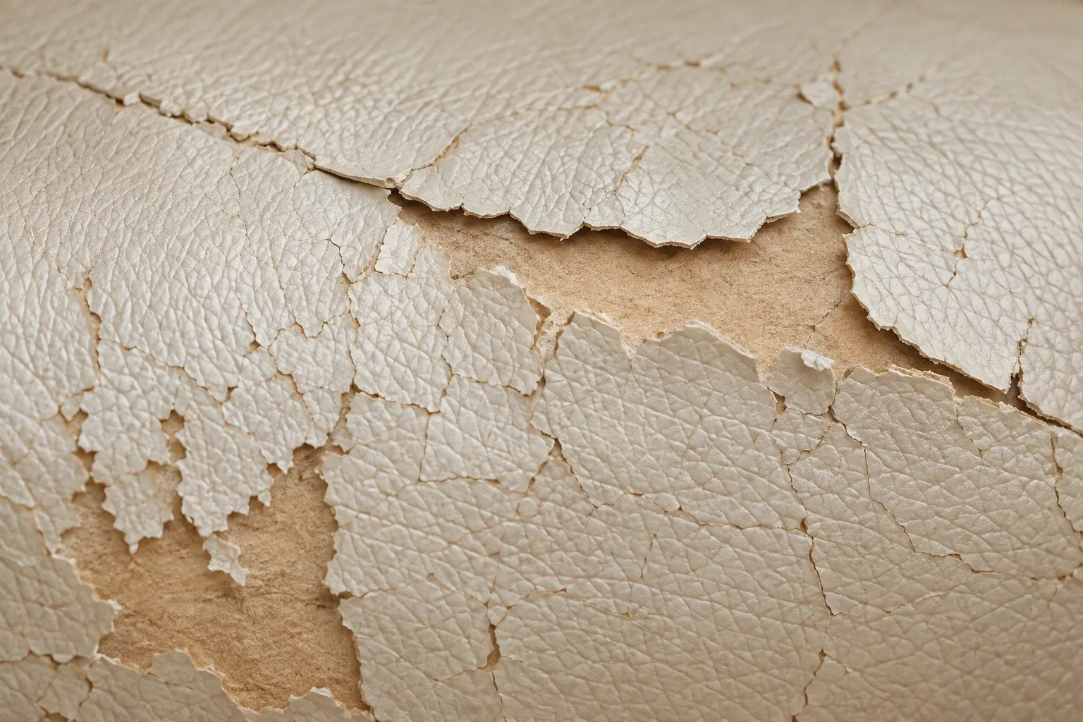 Cream finish cracked and flaking across an entire panel
