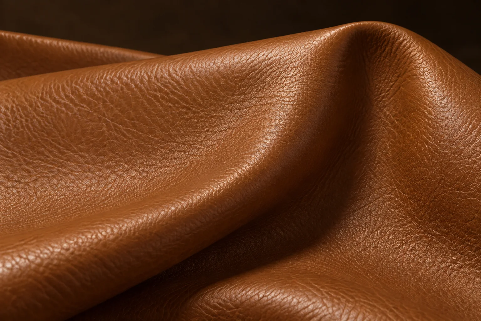 A cognac pigmented leather swatch