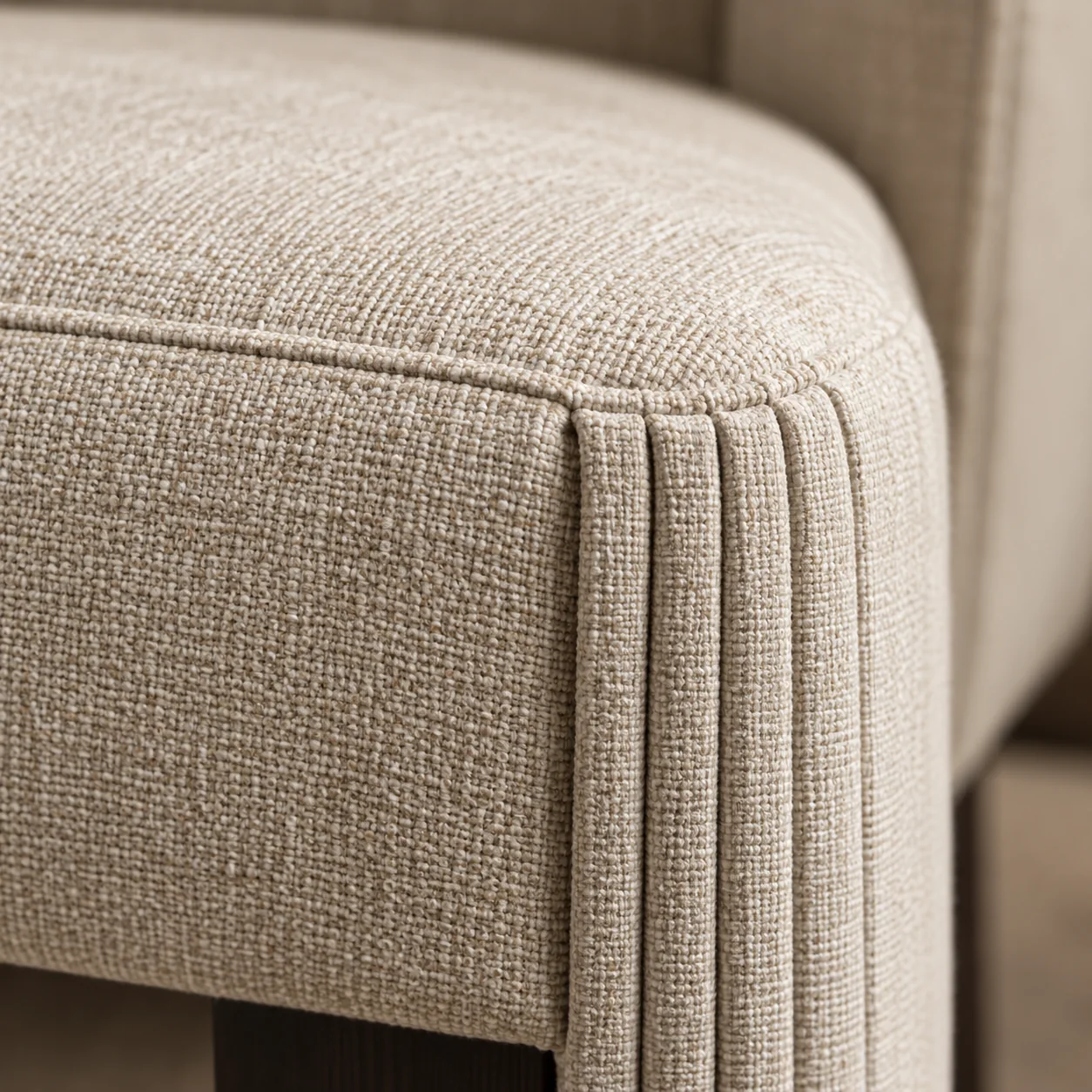 Tailored pleated corner on a cream dining chair