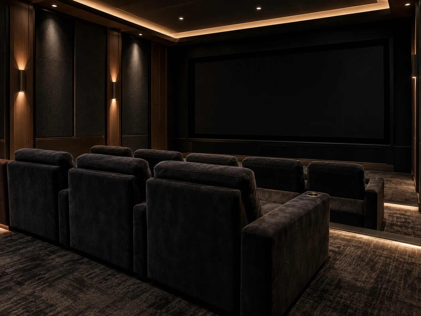 Seating in a private screening room