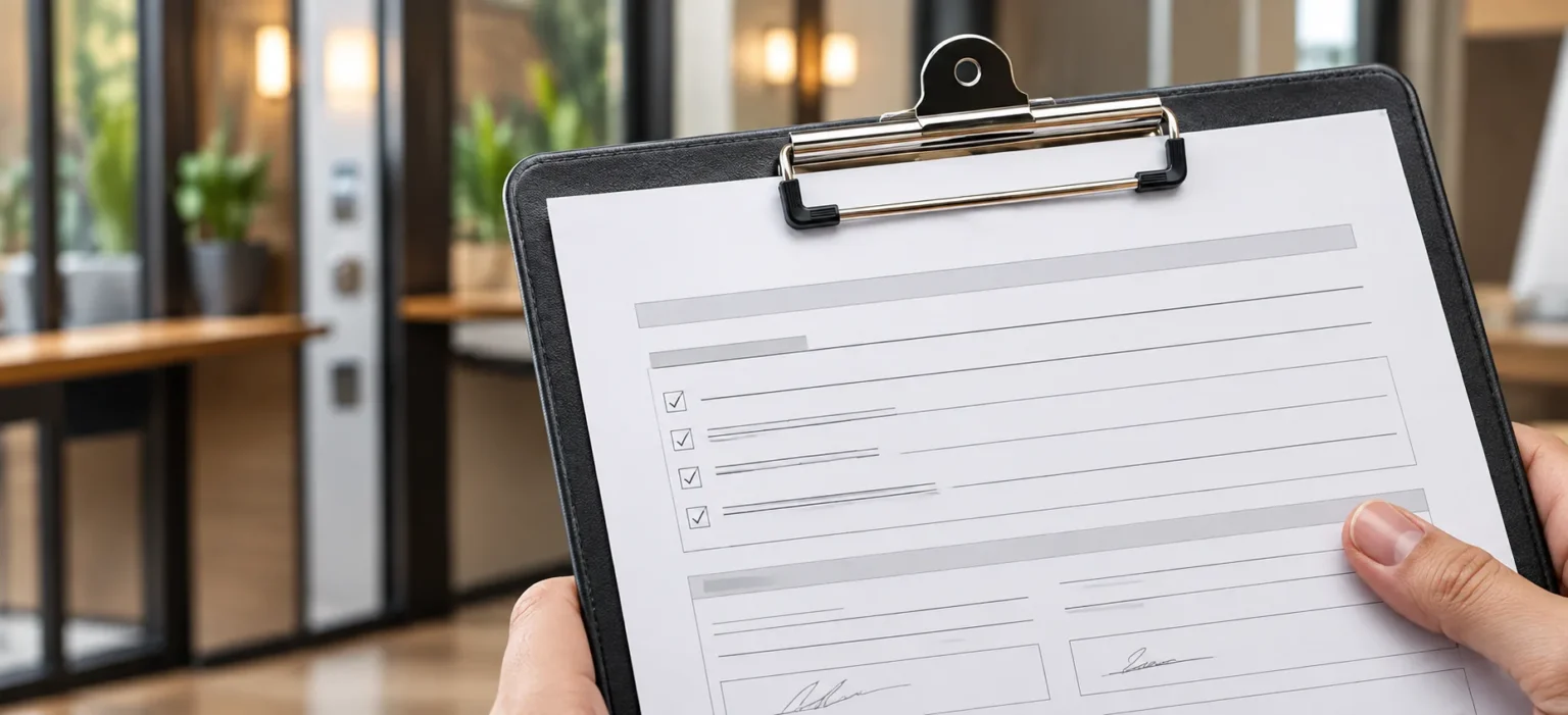 Completion checklist on a clipboard
