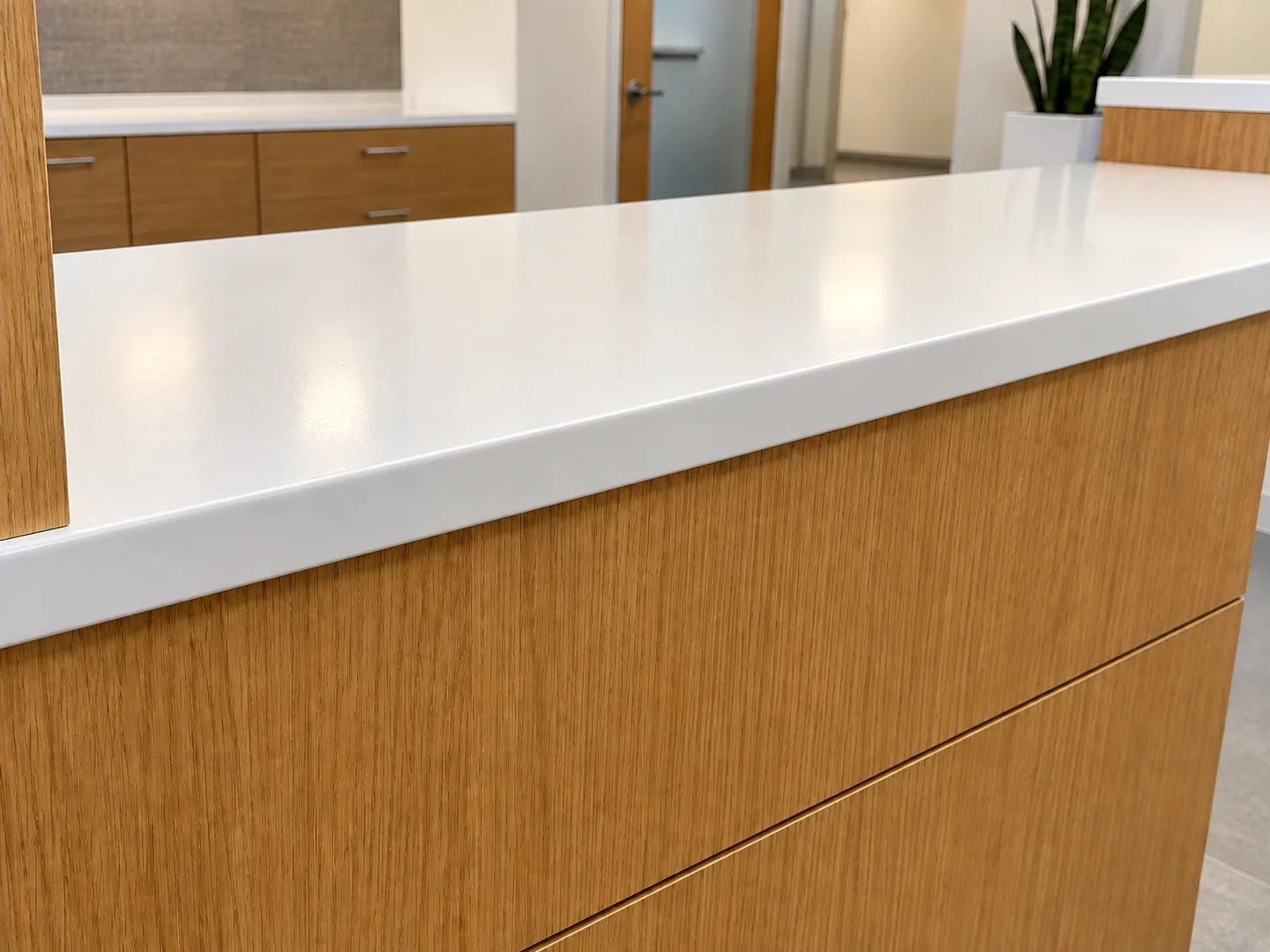 Finished reception desk edge