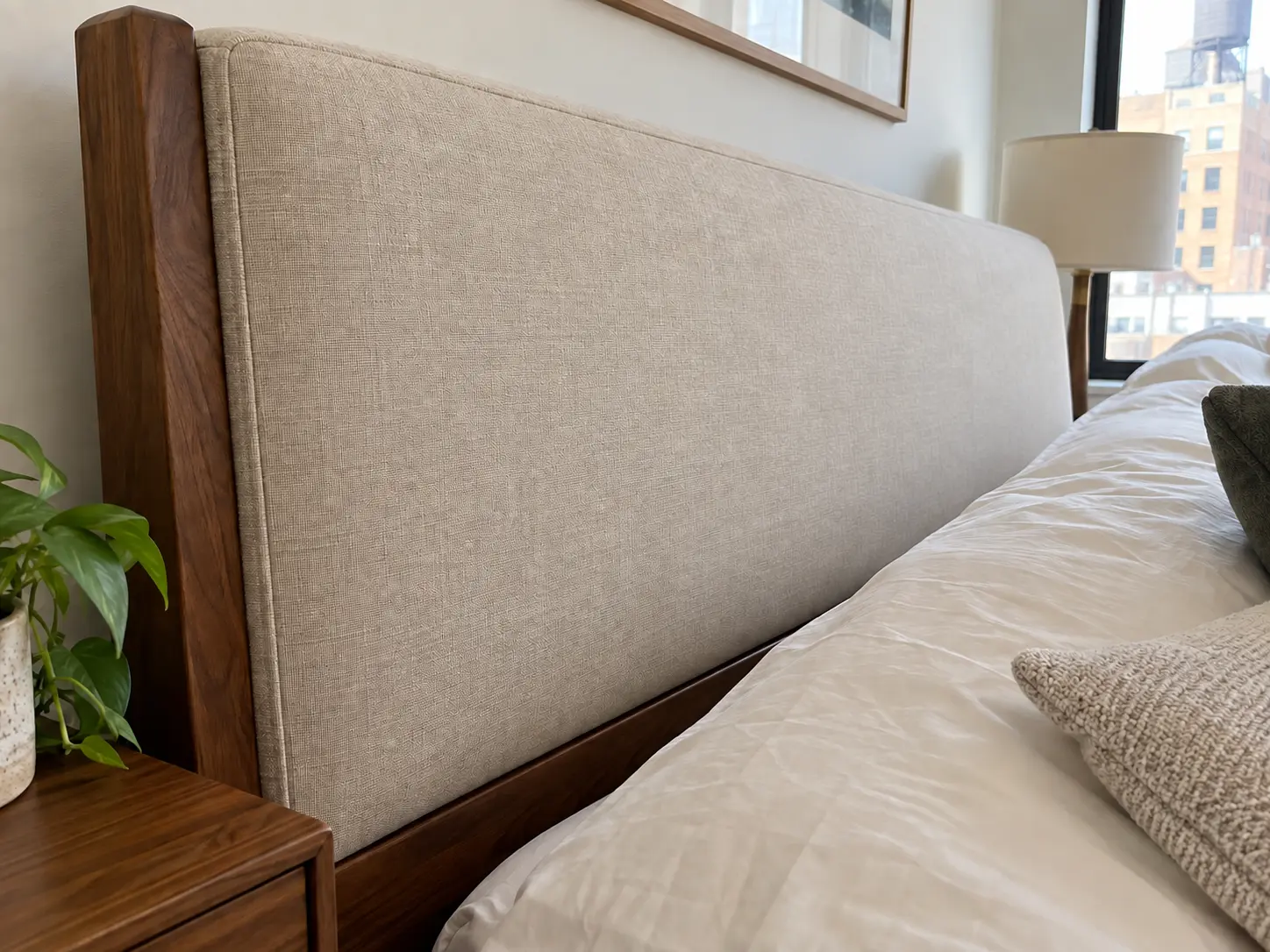 The same headboard restored, after