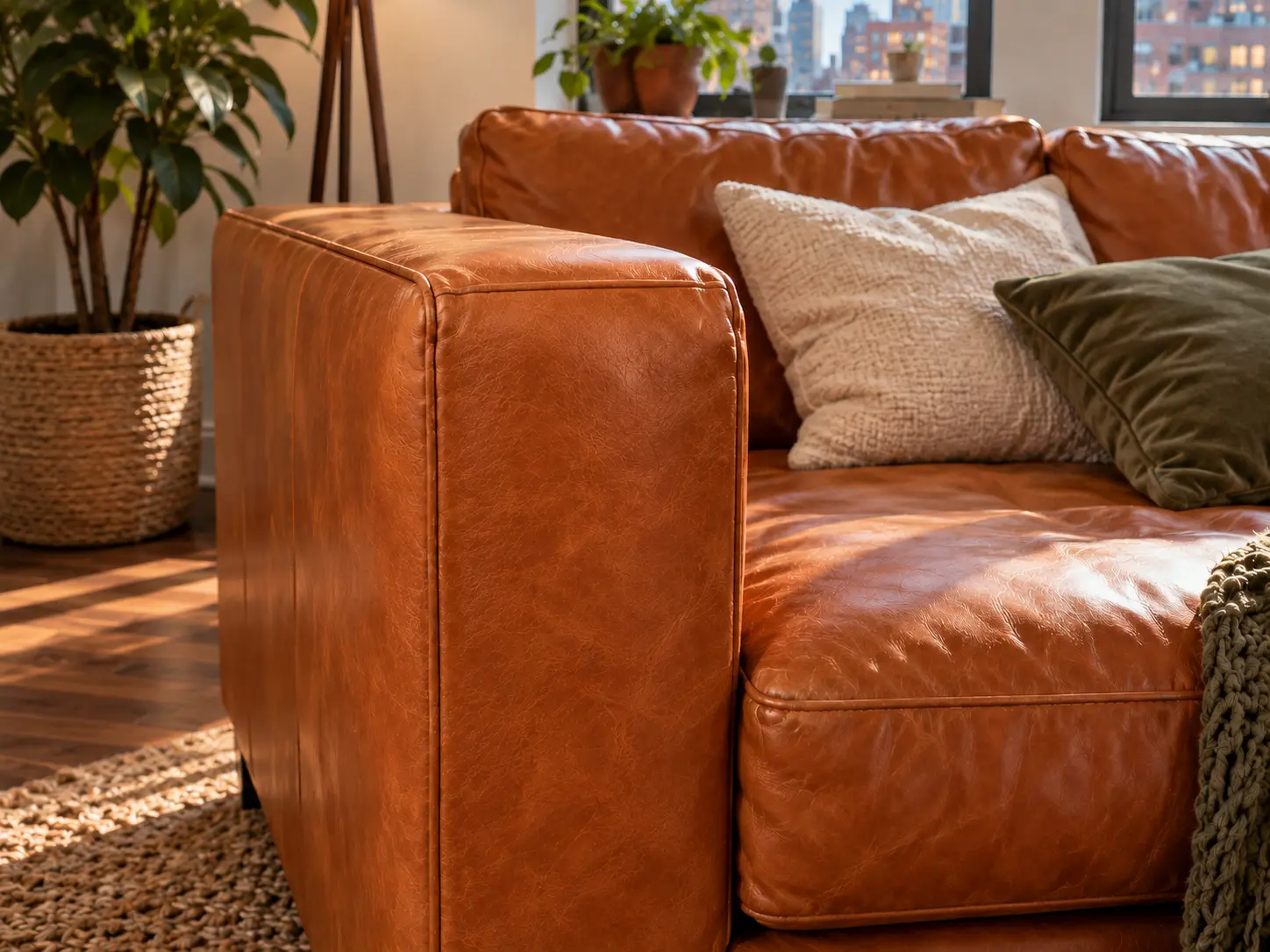 Repaired sofa arm with color matched