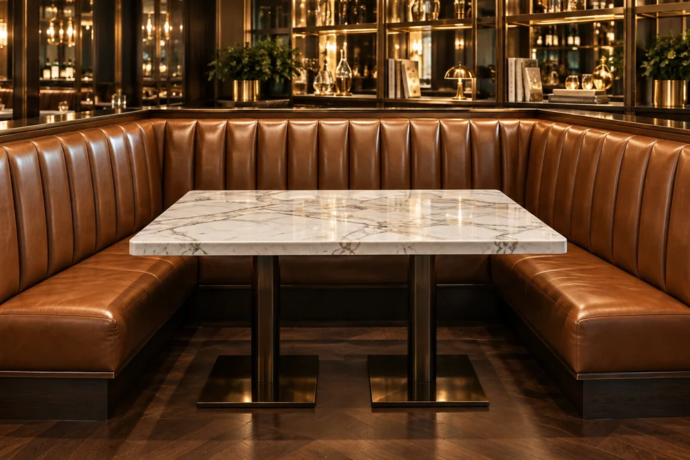 Restaurant booths and banquettes in a dining room