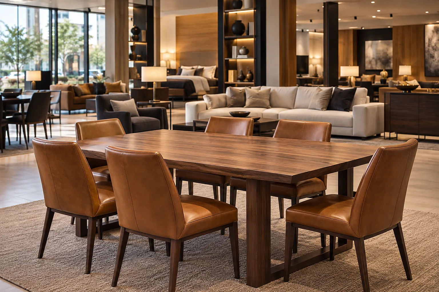 Restaurant dining room with tan leather chairs after commercial leather furniture maintenance