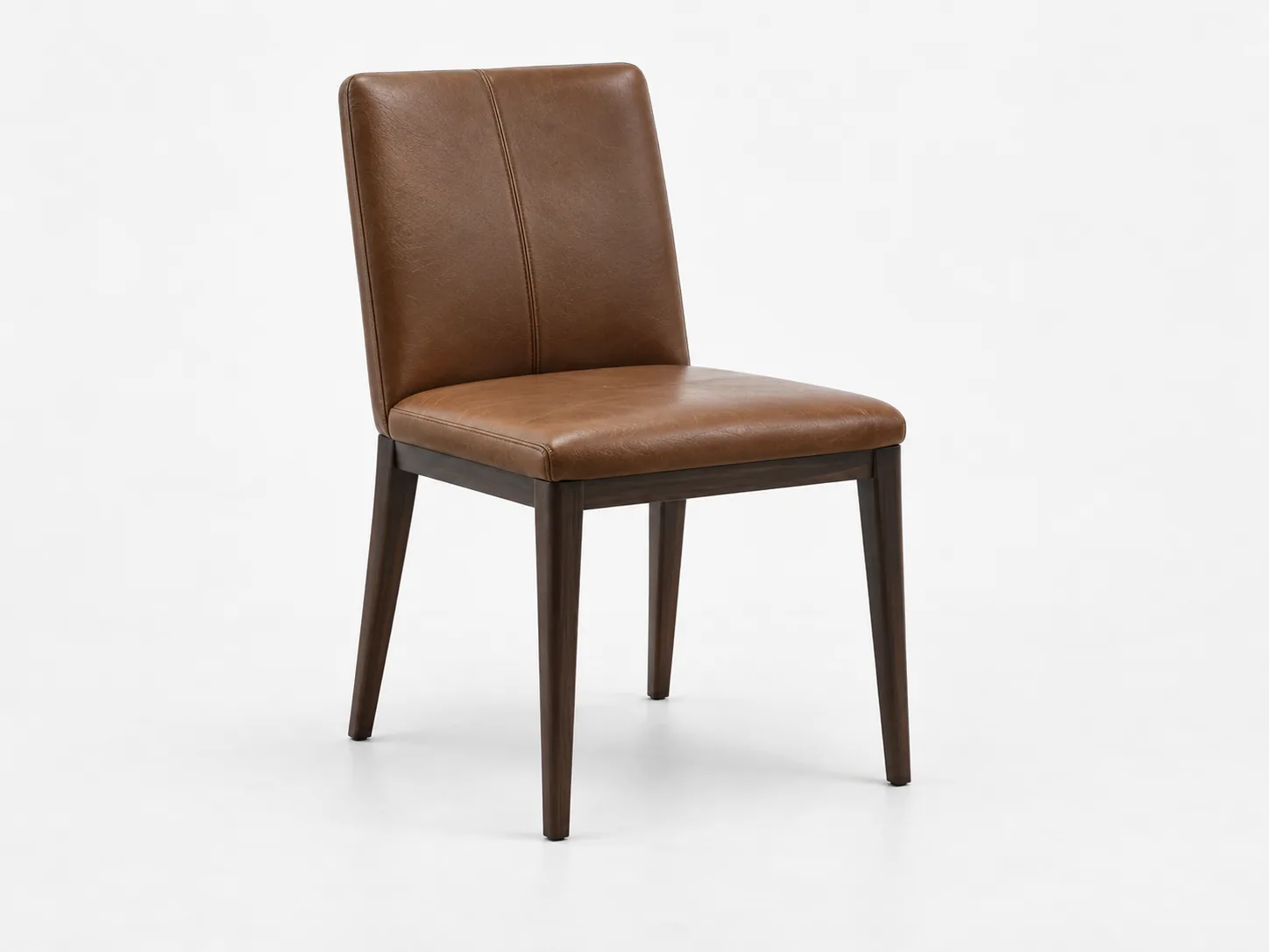 Room & Board leather dining chair with walnut legs