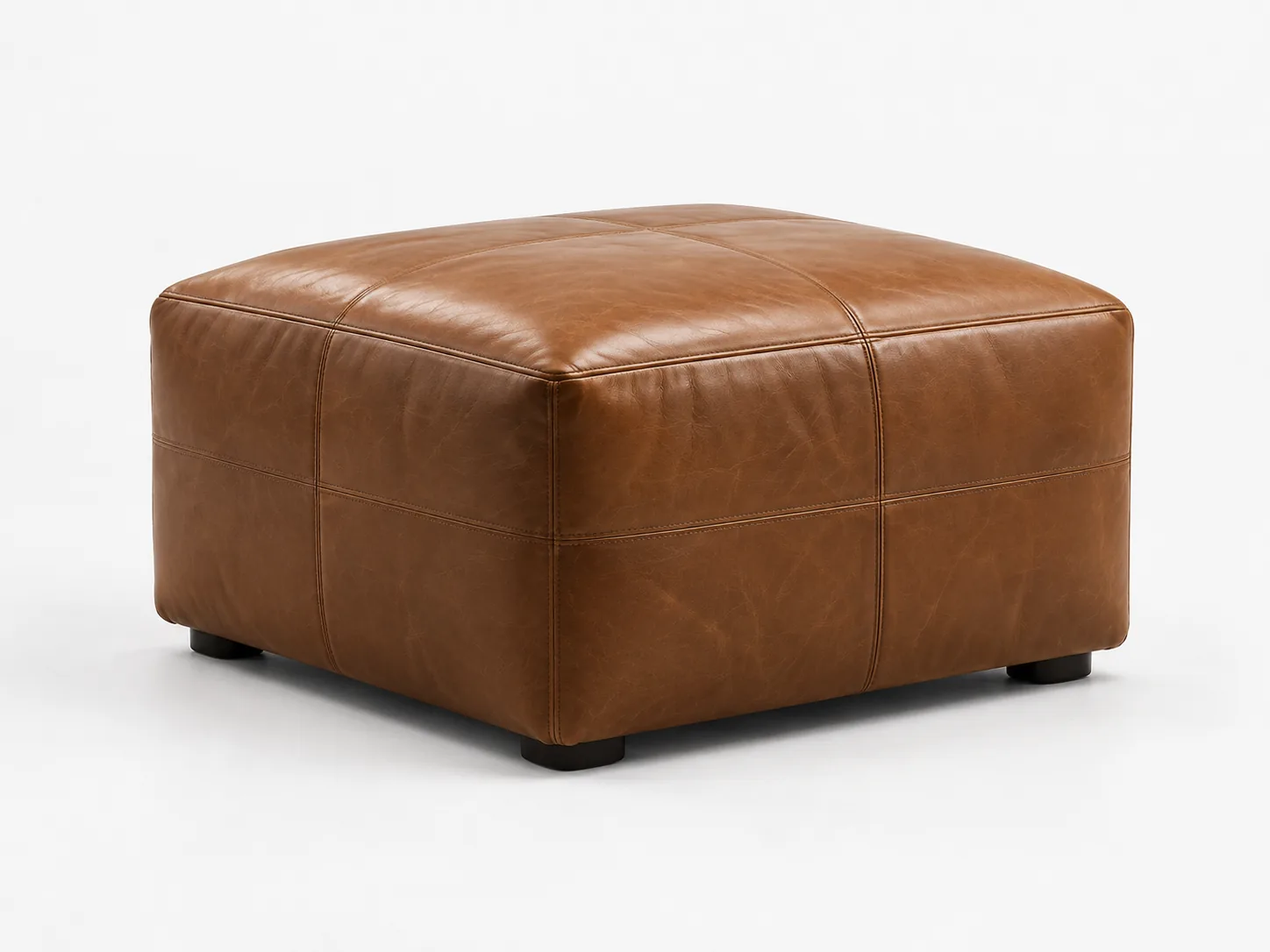Room & Board square cognac leather ottoman