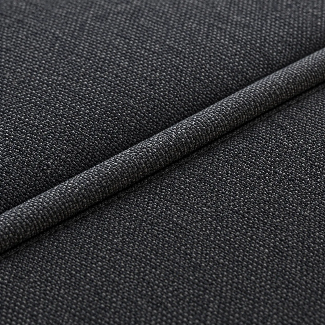 Charcoal woven fabric with a self welt