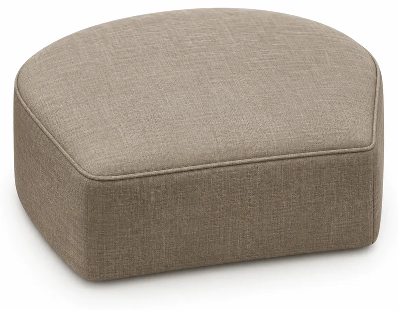 Cushion with a bowed front edge for a curved seat frame