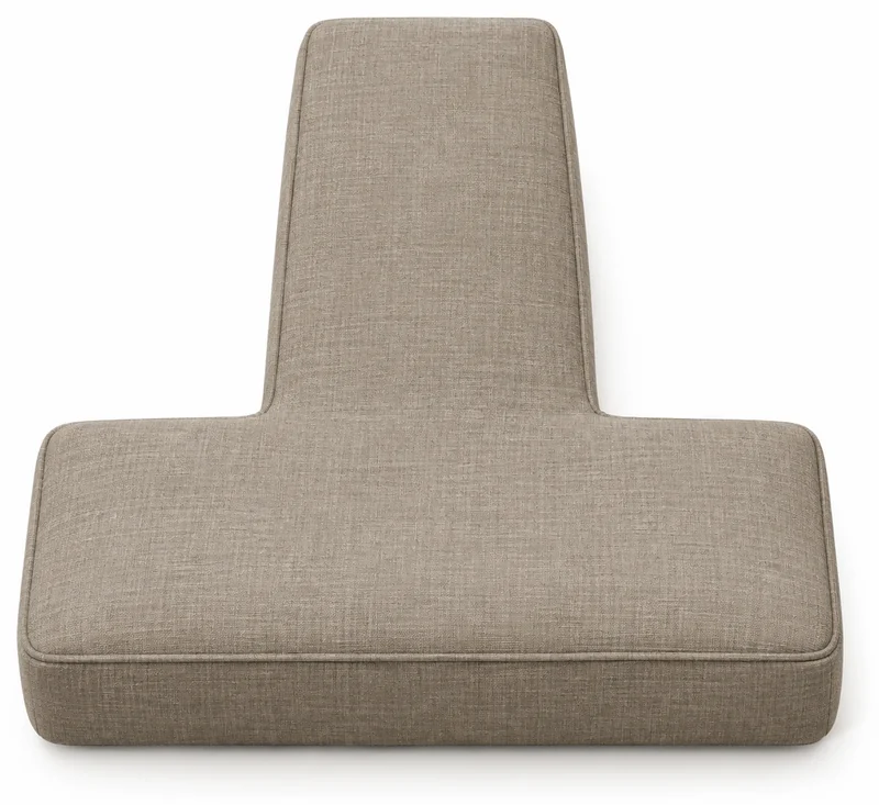 T-shaped cushion that wraps forward around a sofa arm