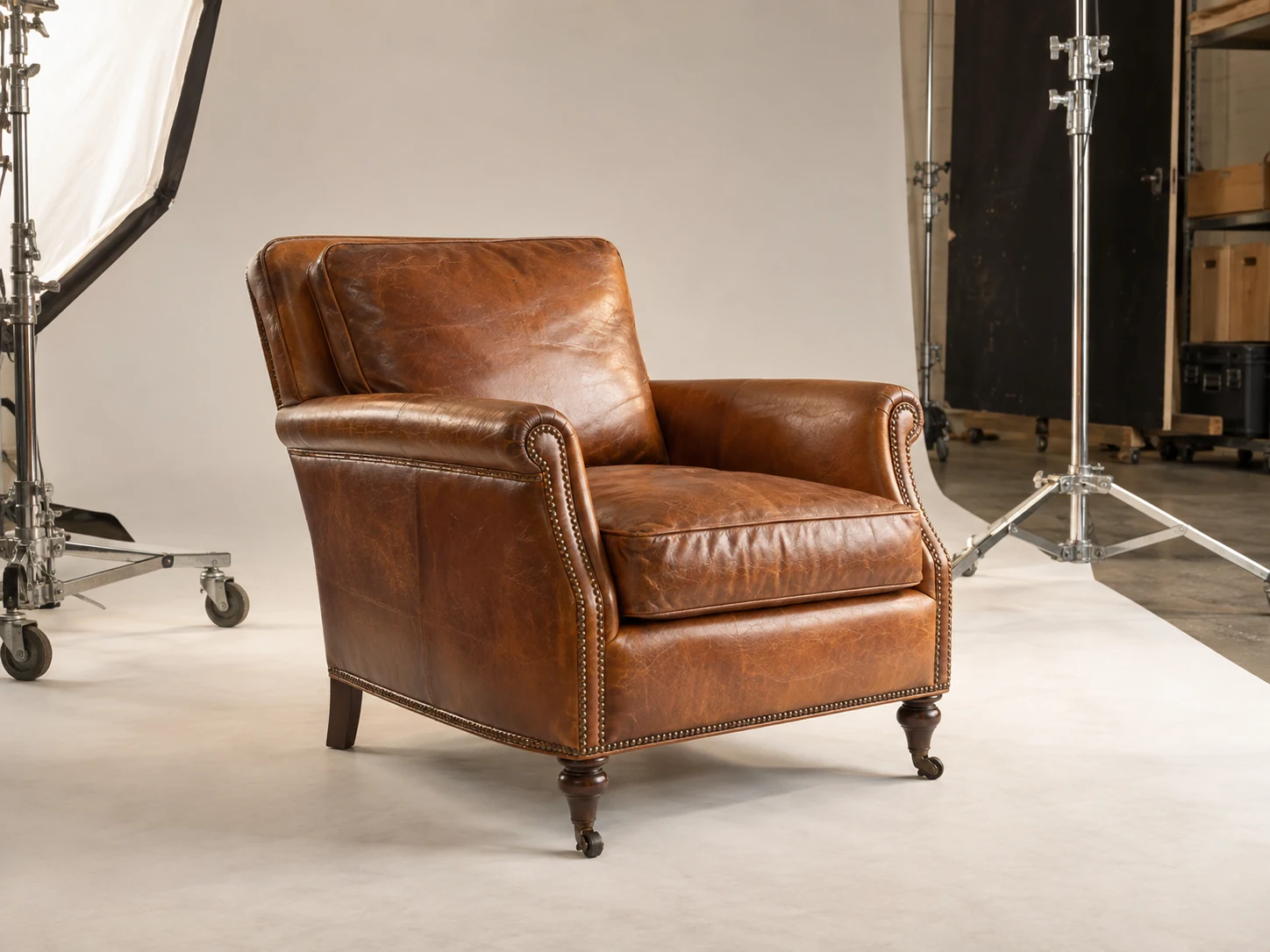 A vintage occasional chair used as a studio prop
