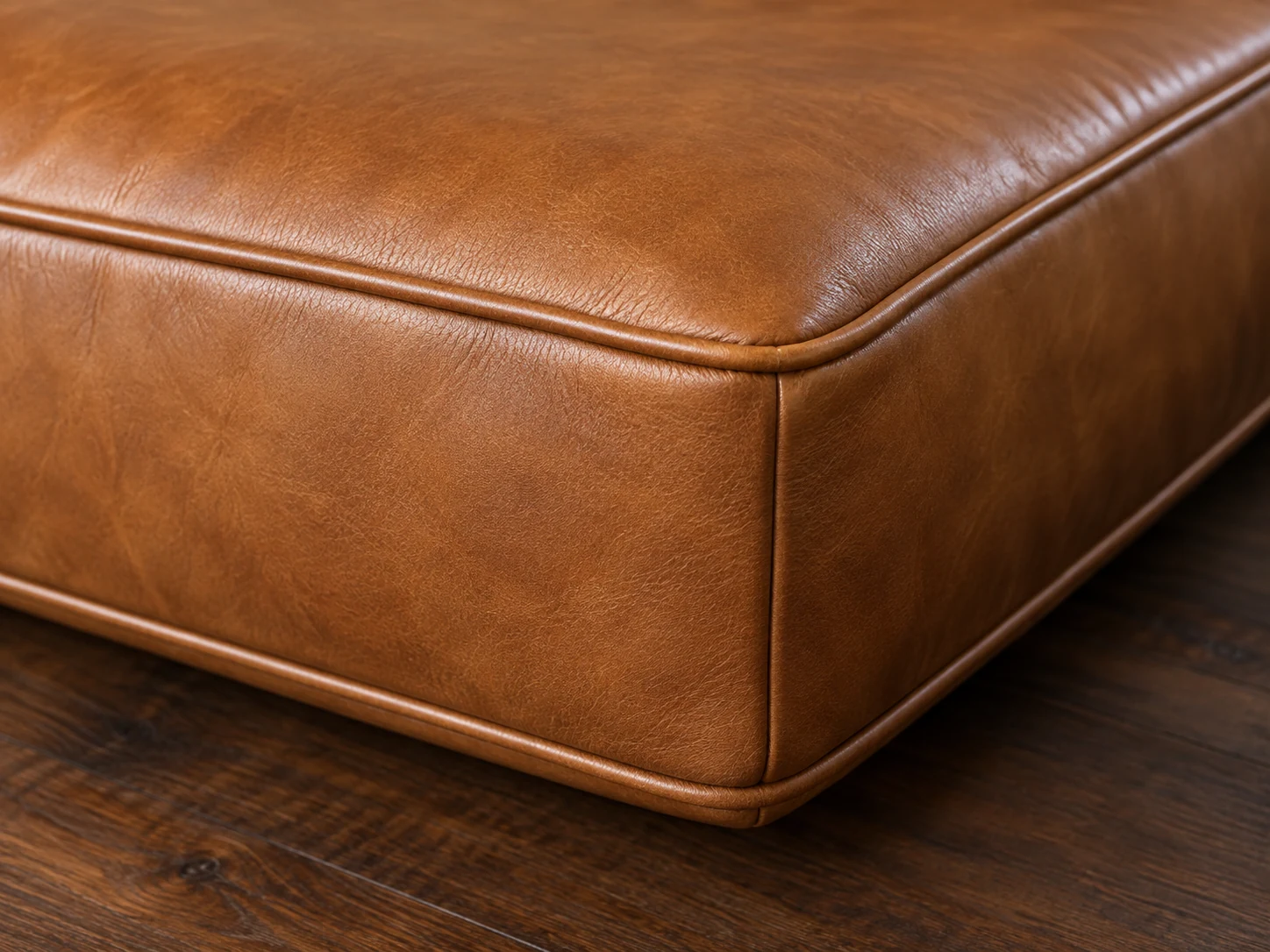 Single tan leather seat cushion rebuilt for one chair