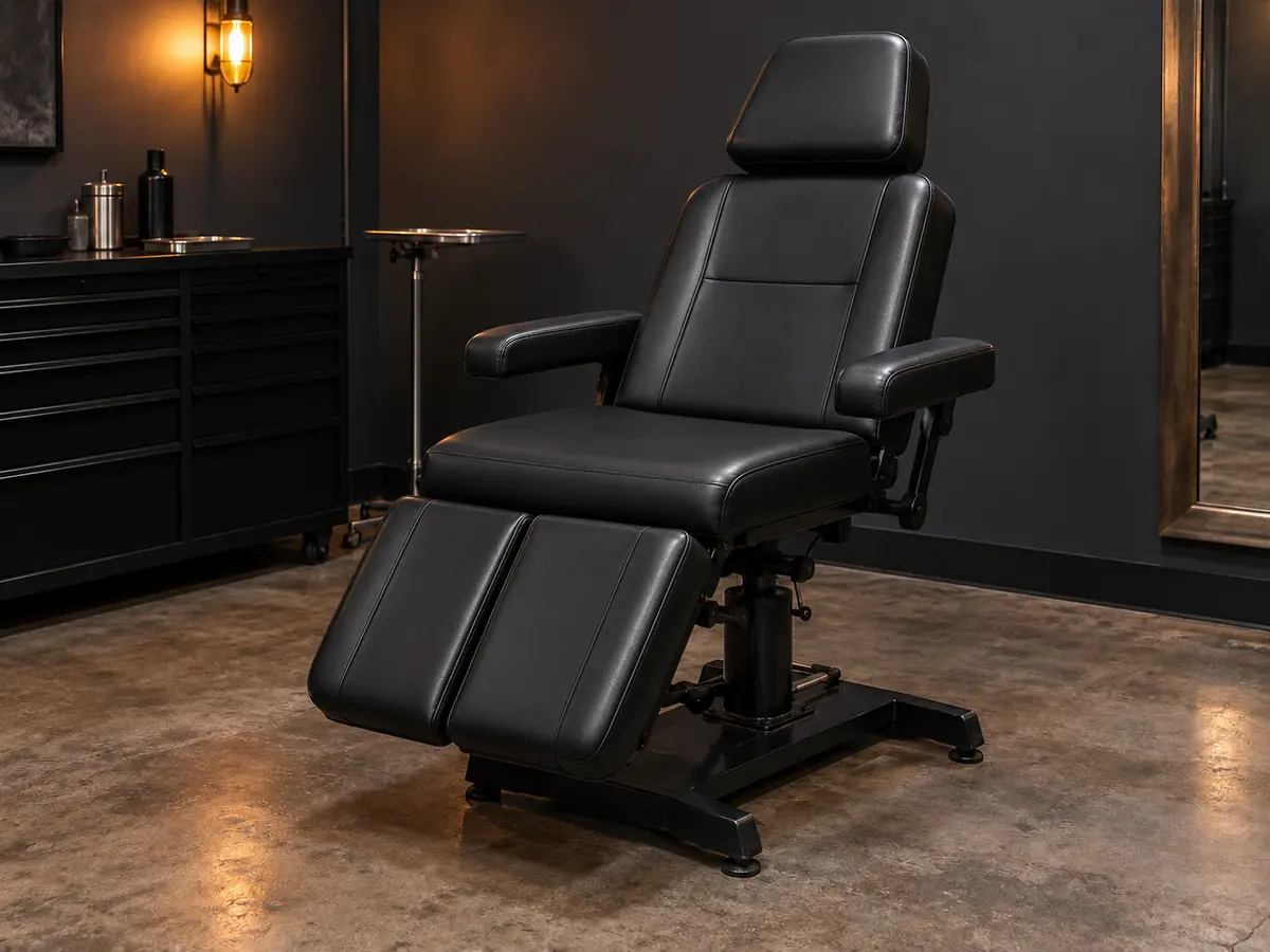 The same tattoo chair after reupholstery