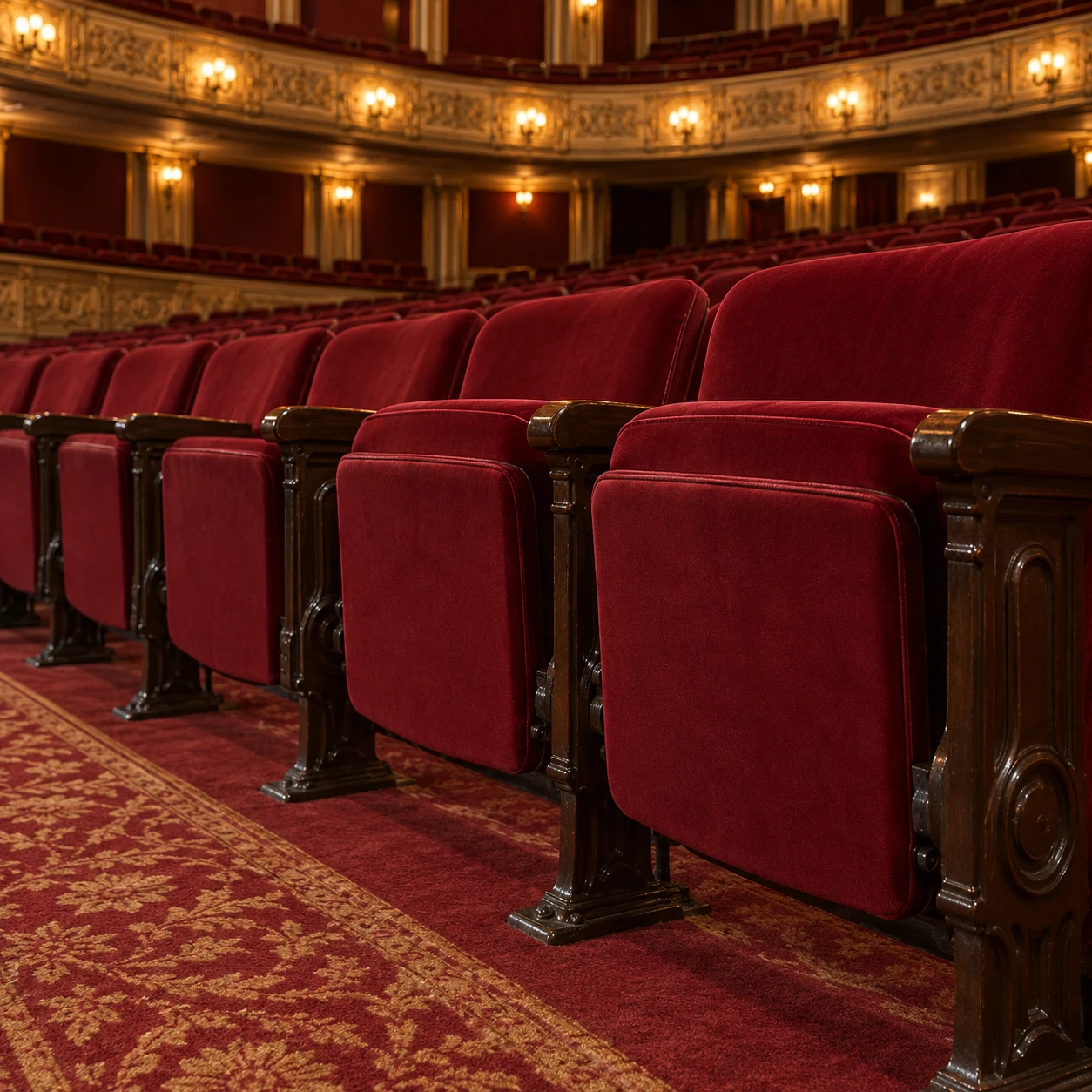 A recovered theater row seen from the side