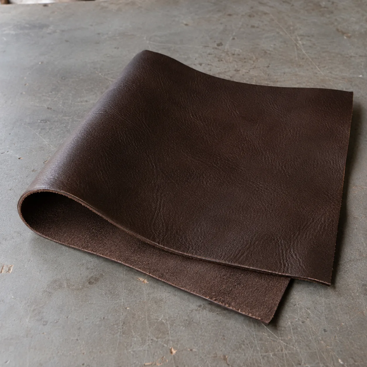 A swatch of espresso top-grain leather