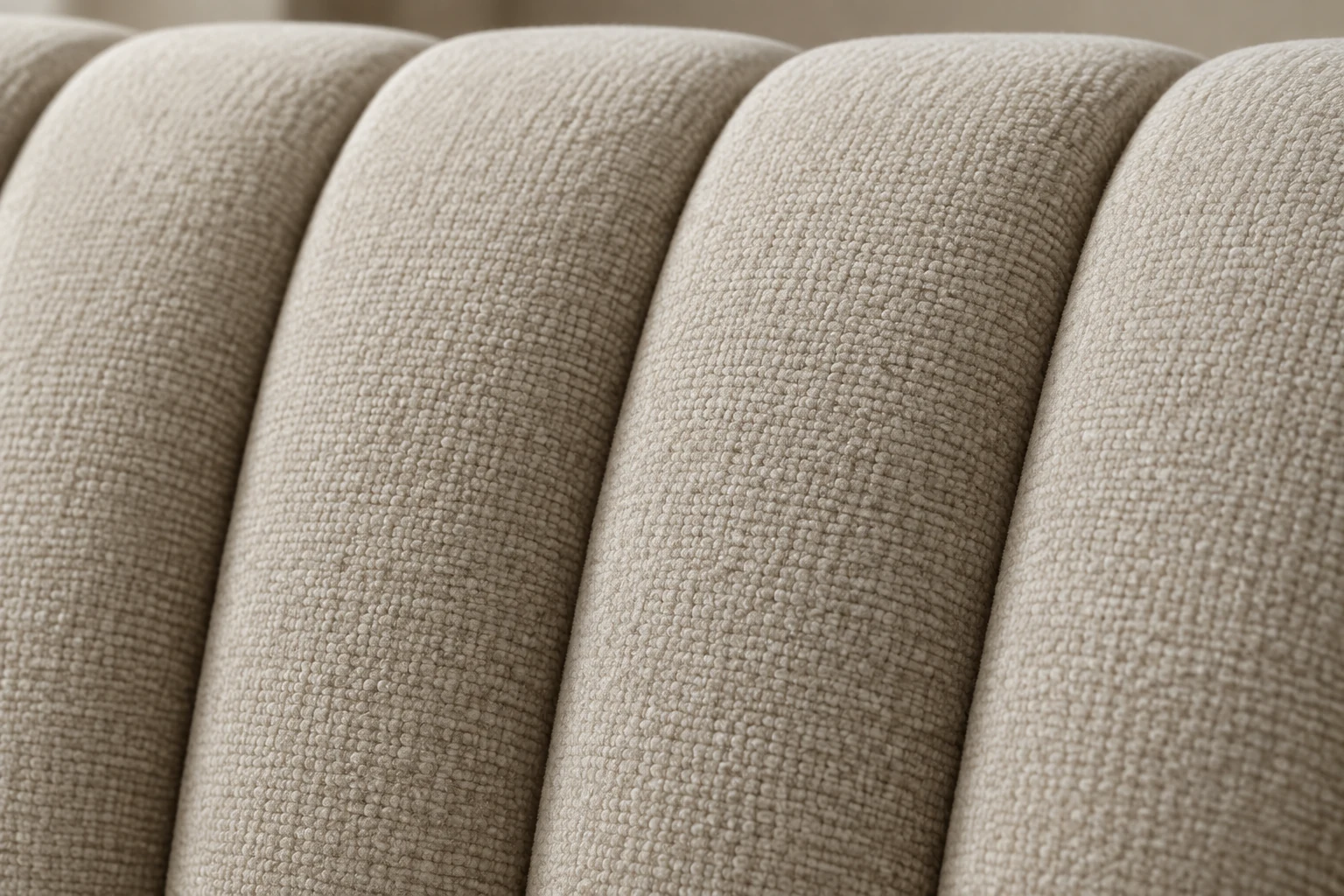 Channel tufting on cream fabric
