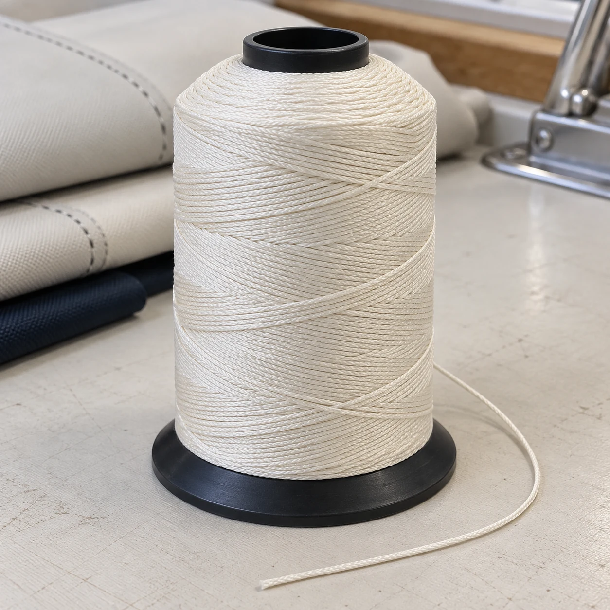 A spool of UV-resistant marine thread
