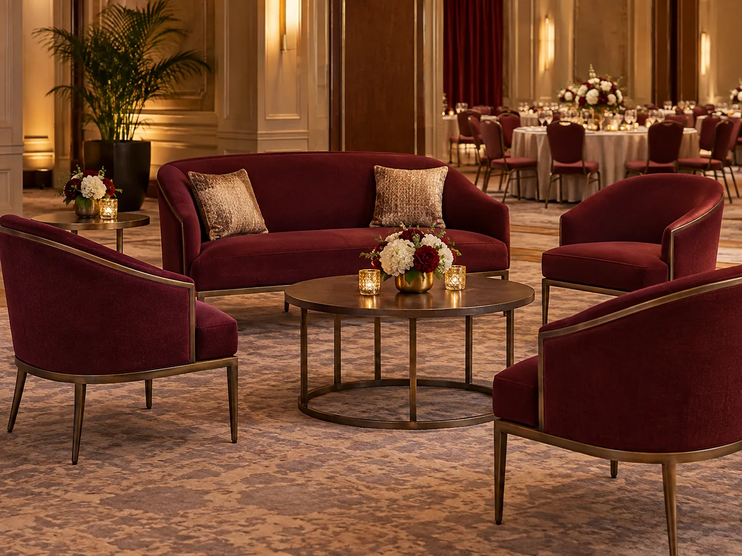 Recovered lounge seating in a venue