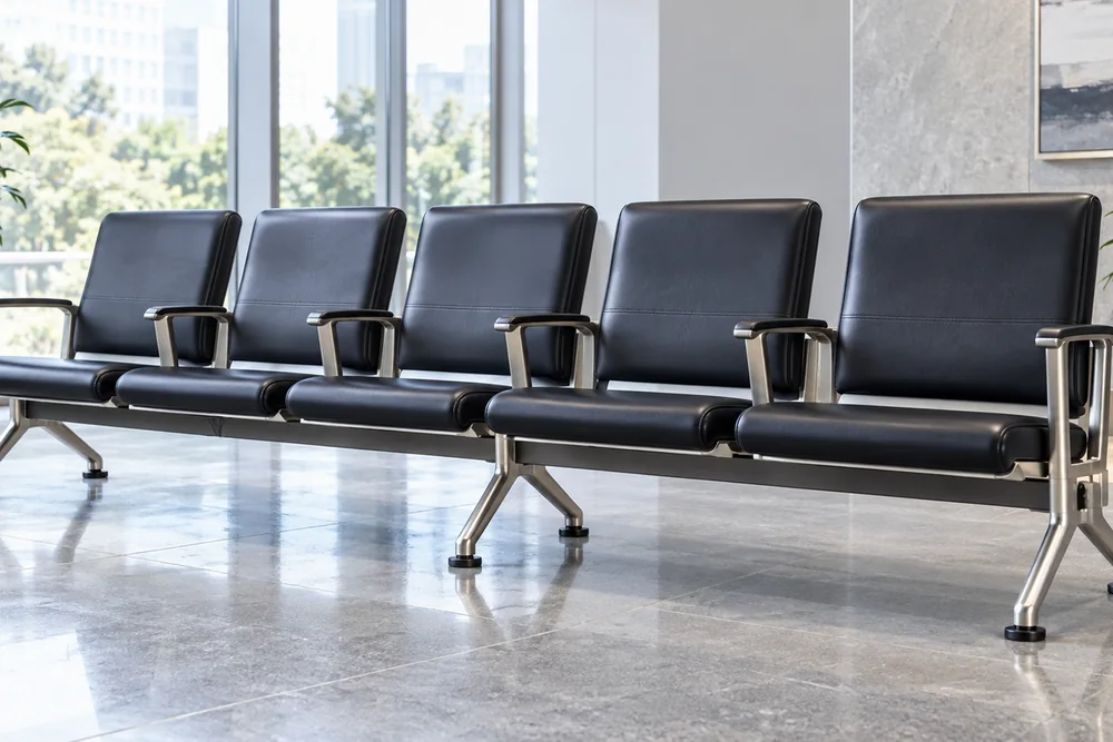Row of waiting room seating in a reception space